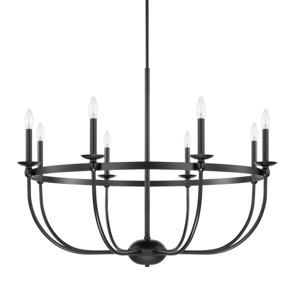 Rylann Matte Black 8-Light Traditional Candle Chandelier