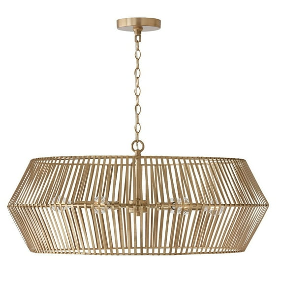 Capital Lighting 430361 Kaiya 6 Light 31" Wide Cage Pendant - Brass