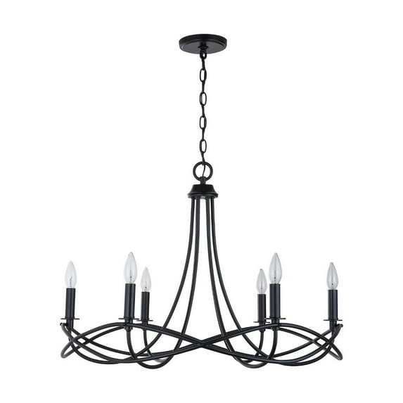 Chandelier 6 Light Matte Black Metal In Transitional Style 29.5 High By 22 Wide -Traditional Installation Capital Lighting 431661Mb