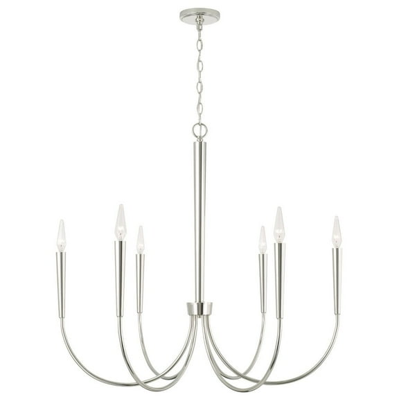 6 Light Chandelier In Modern Style-30.75 Inches Tall And 33 Inches Wide-Polished Nickel Finish    -Traditional Installation Capital Lighting 445961Pn