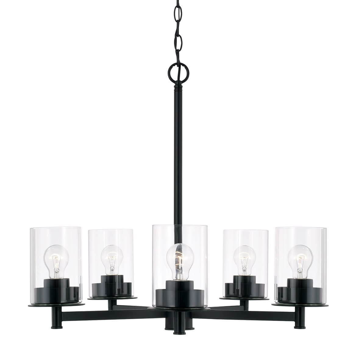 Mason Matte Black 5-Light Chandelier with Clear Glass