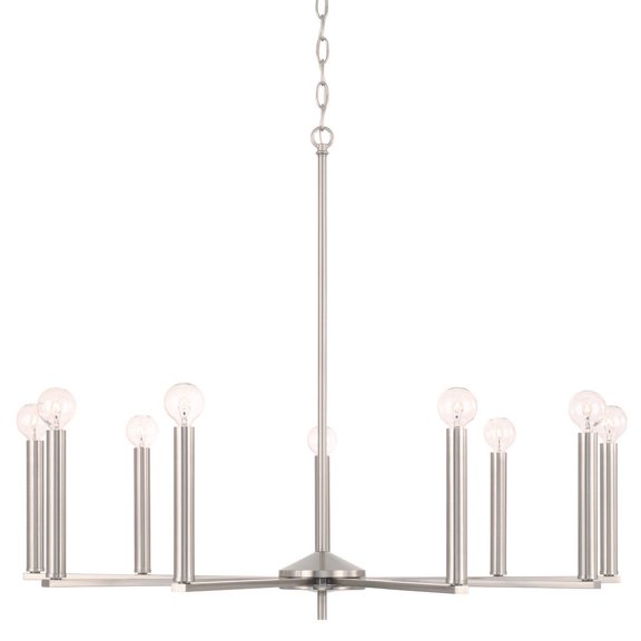 Capital Lighting 448691BN Portman 9 Light 34" Wide Candle Style Chandelier - Nickel