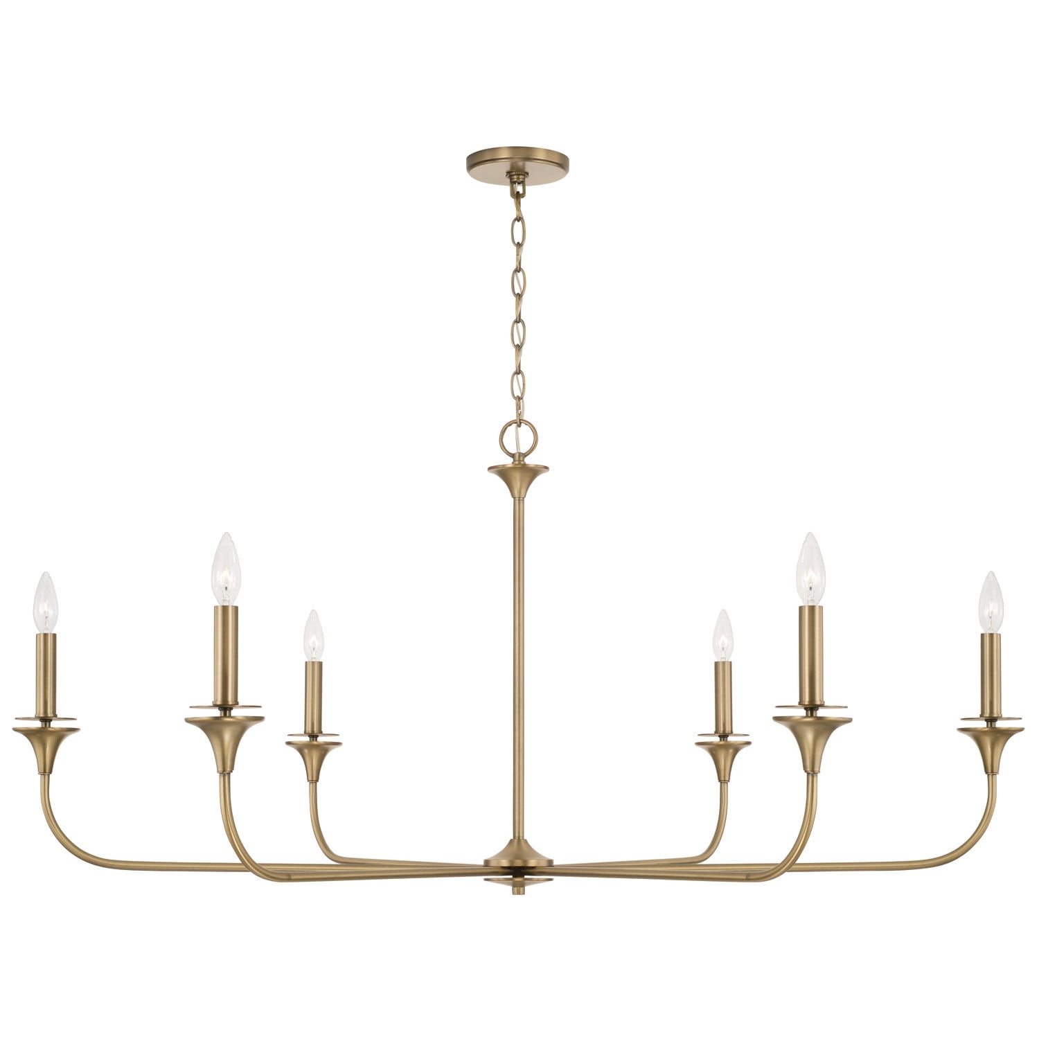 Aged Brass 49" Wide 6-Light Candle Style Chandelier