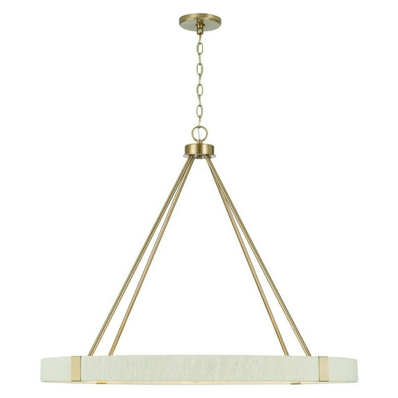 Capital Lighting 449881MA Delaney Modern Hand-Wrapped Rope Round Chandelier, 8-Light 480 Total Watts, 30" H x 36" W, Matte Brass