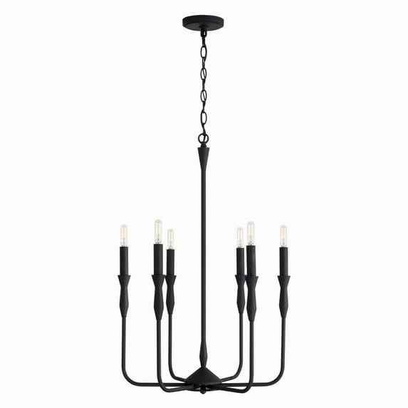 6 Light Chandelier In Contemporary Style-30.25 Inches Tall And 20 Inches Wide-Textured Black Finish -Traditional Installation Capital Lighting