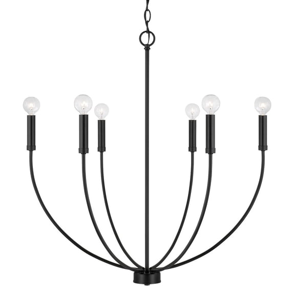 Capital Lighting 452161 Ansley 6 Light 30" Wide Taper Candle Style Chandelier - Black