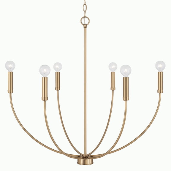 Capital Lighting 452161AD Ansley 6 Light 30" Wide Taper Candle Style Chandelier - Brass