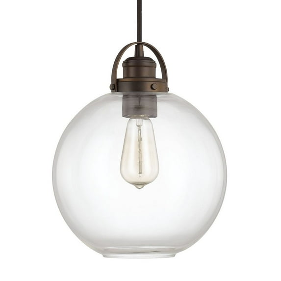 12.75 Inch 1 Light Pendant In Urban/Industrial Style 10.25 High By 12.75 Wide-Burnished Bronze Finish -Traditional Installation Capital Lighting