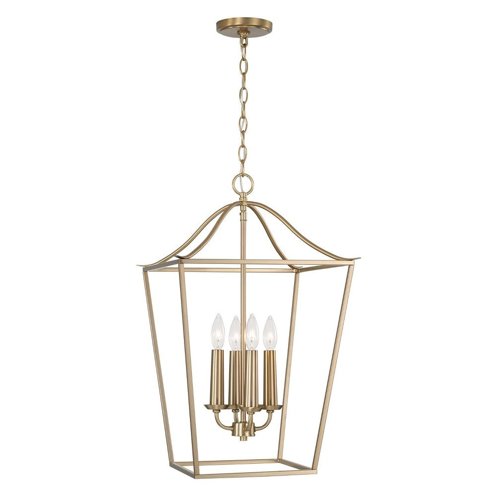 Matte Brass 4-Light Open-Air Chandelier with Tapered Silhouette