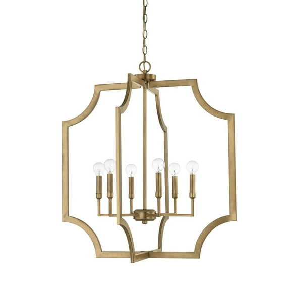 6 Light Foyer In Transitional Style 27.75 High By 30.5 Wide-Aged Brass Finish -Traditional Installation Capital Lighting 526161Ad