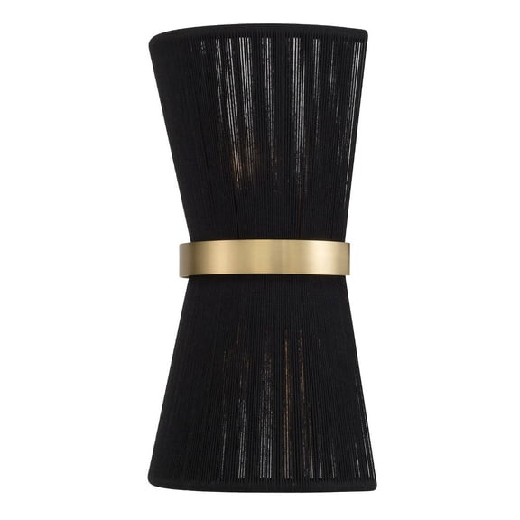 Capital Lighting 641221KP Cecilia 2 Light Sconce - Black Rope / Patinaed Brass