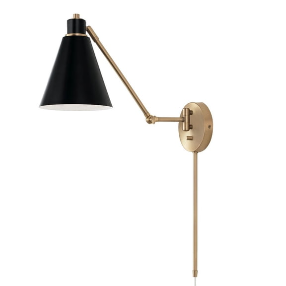 1 Light Wall Sconce In Minimalist Style-26 Inches Tall And 7 Inches Wide-Aged Brass, Black Finish Capital Lighting 650111Ab