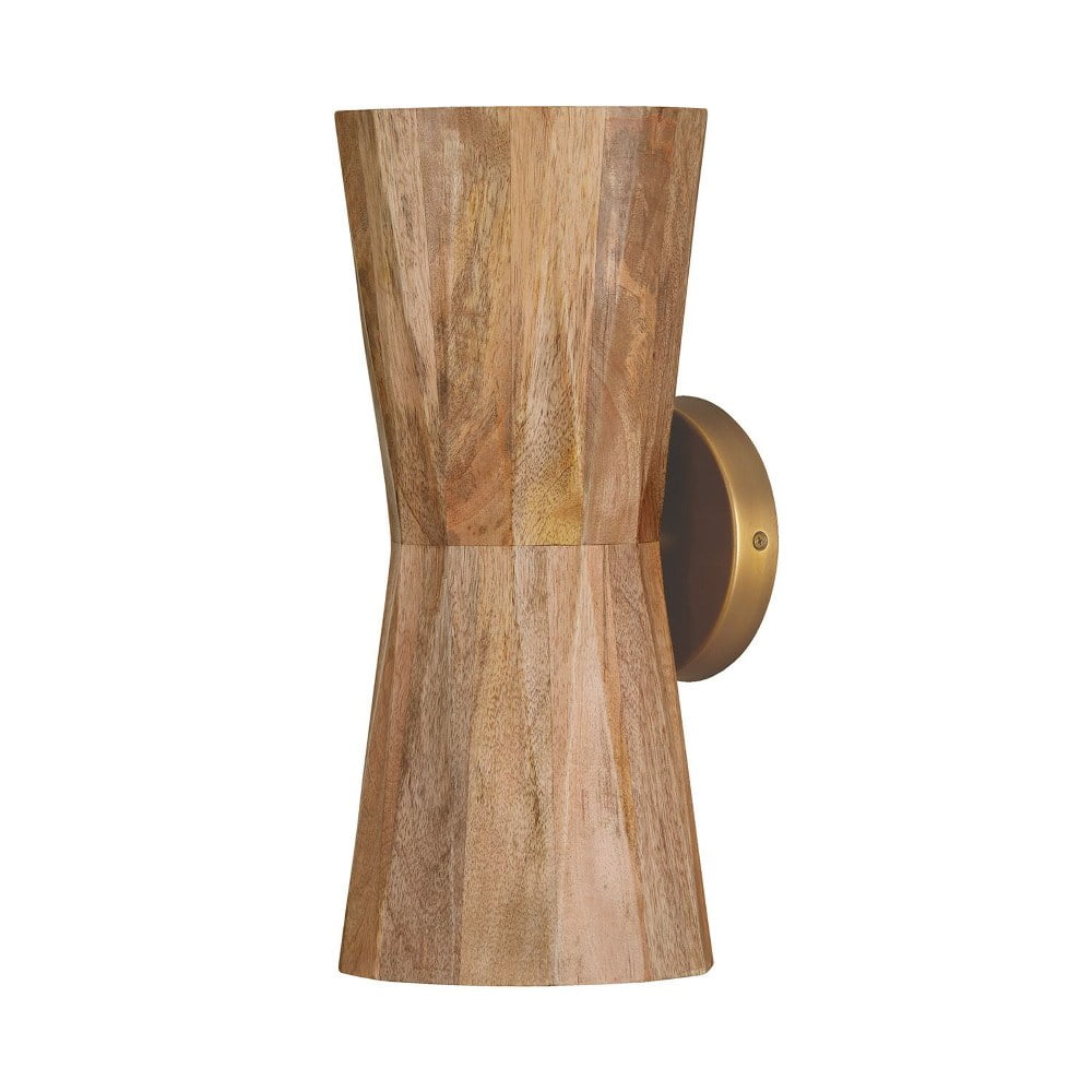 Nadeau Light Wood and Patinaed Brass Hourglass Sconce