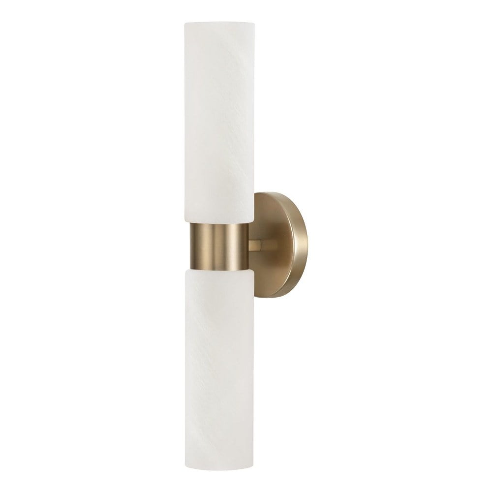 Alyssa Aged Brass 2-Light Wall Sconce with Faux Alabaster Glass