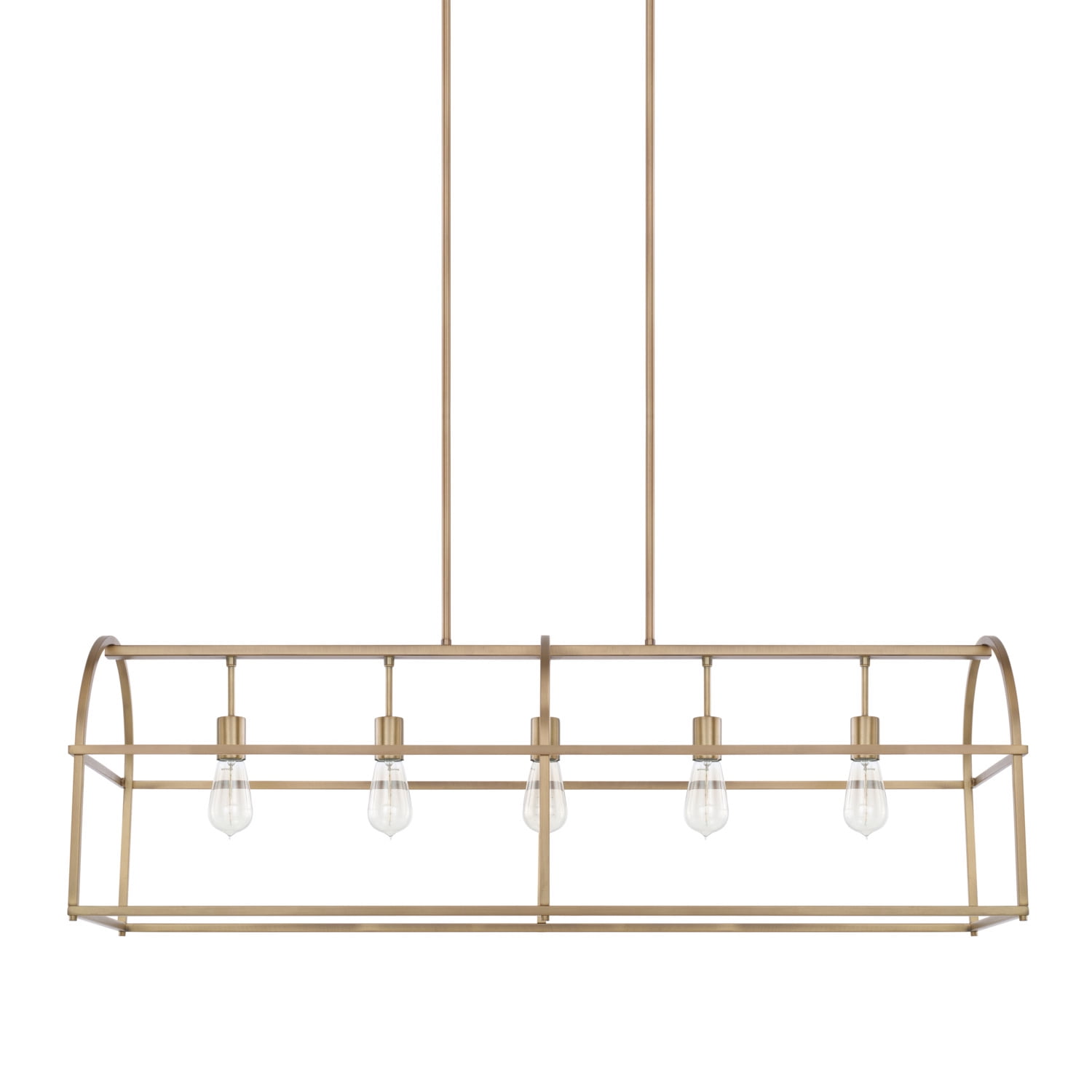 Elegant Aged Brass 5-Light Linear Island Chandelier