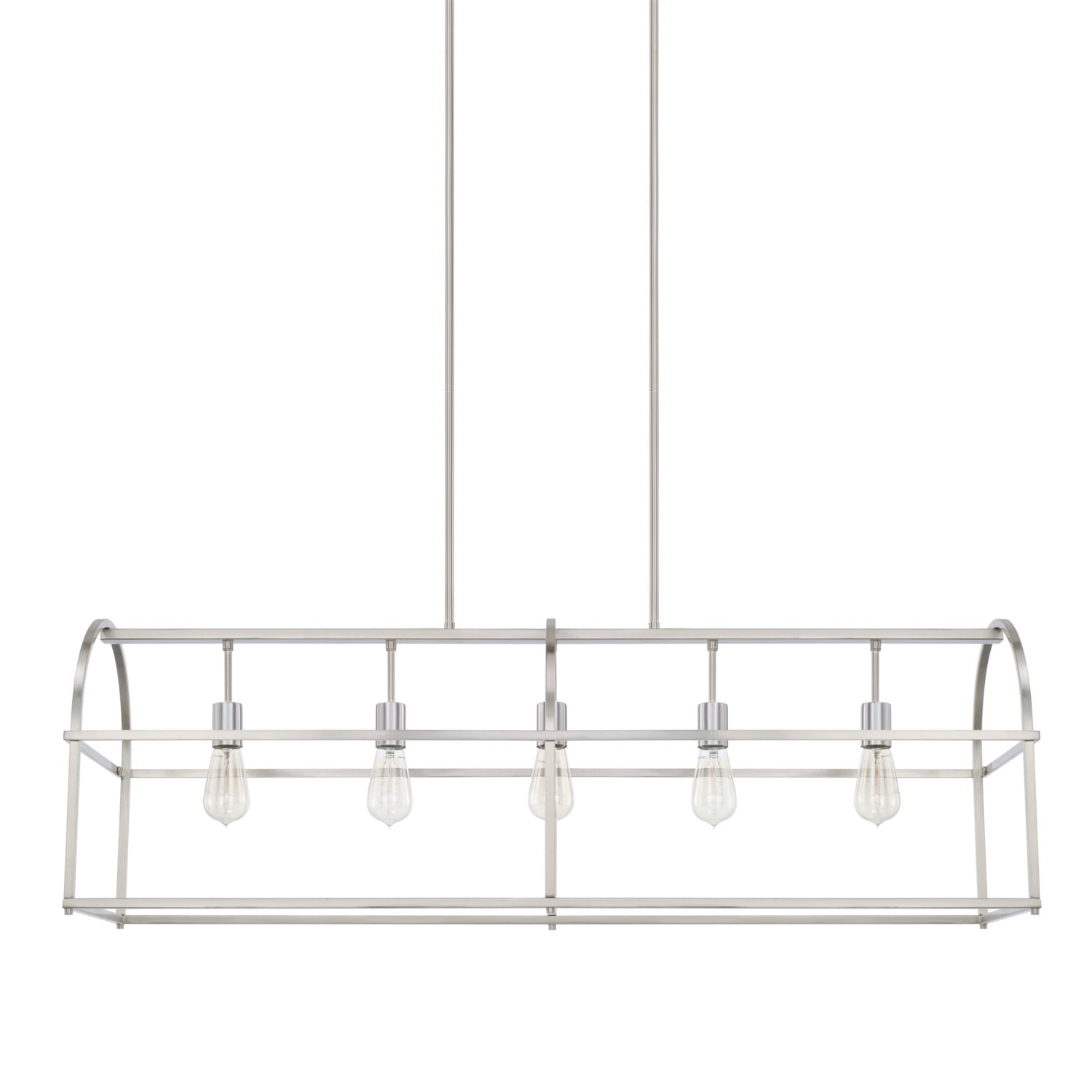 Sleek Brushed Nickel 5-Light Linear Indoor/Outdoor Chandelier