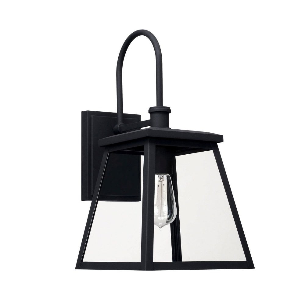Belmore Classic Black Aluminum Outdoor Wall Lantern with Clear Glass