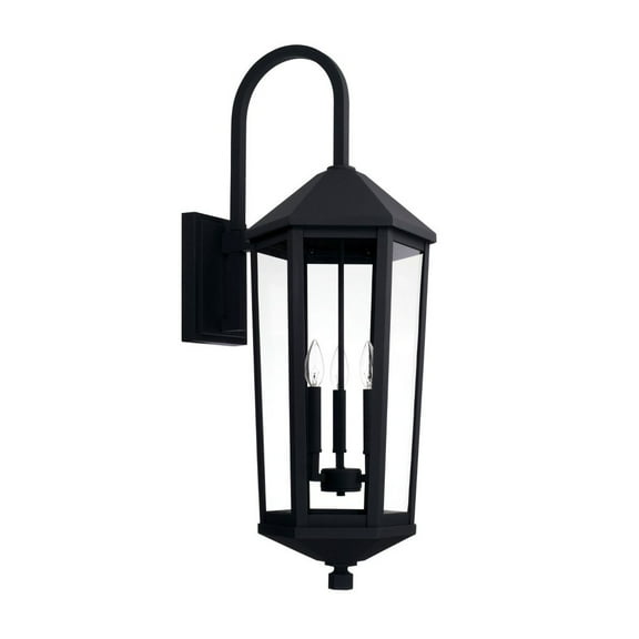 Capital Lighting-926932BK-Ellsworth - 12.5 Three Light Outdoor Wall Lantern Black Finish with Clear