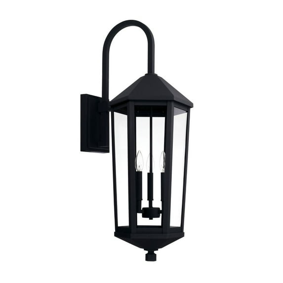 Capital Lighting-926932BK-Ellsworth - 12.5 Three Light Outdoor Wall Lantern Black Finish with Clear