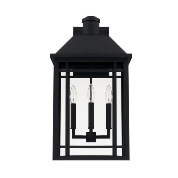 Capital Lighting-927131BK-Braden - Three Light Outdoor Wall Lantern Black Finish with Clear Glass