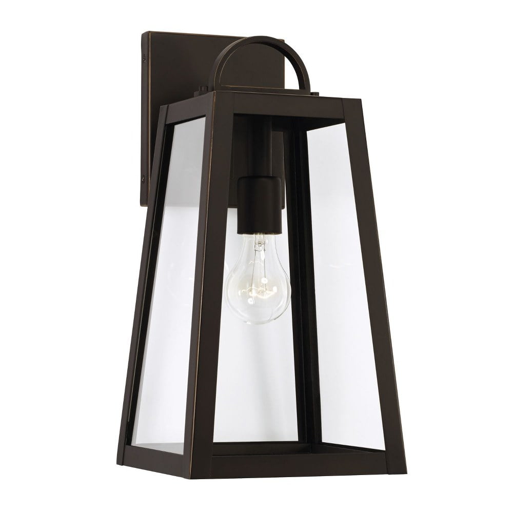 Oiled Bronze Clear Glass Lantern Sconce, 16-inch