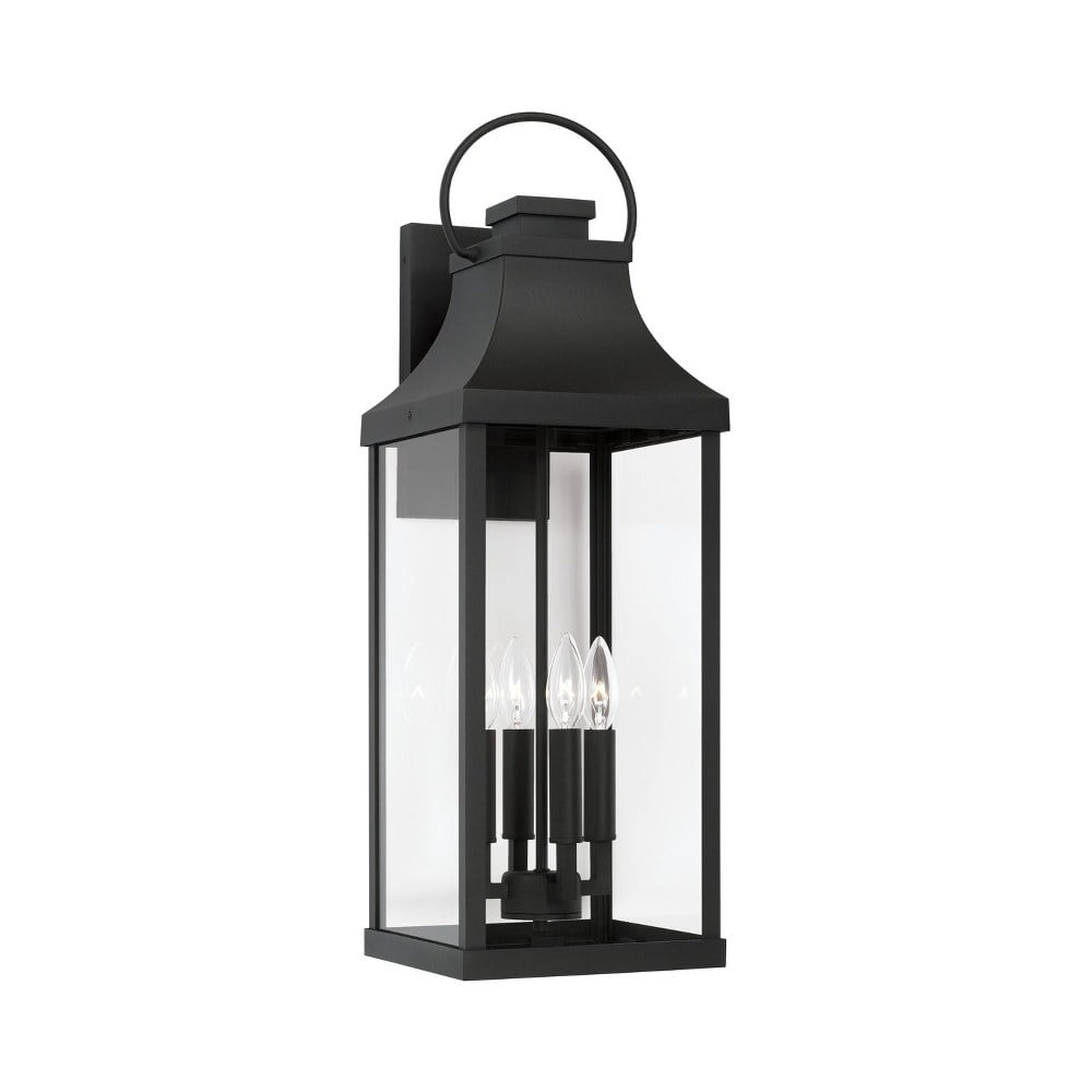 Bradford Transitional 4-Light Black Outdoor Lantern with Clear Glass