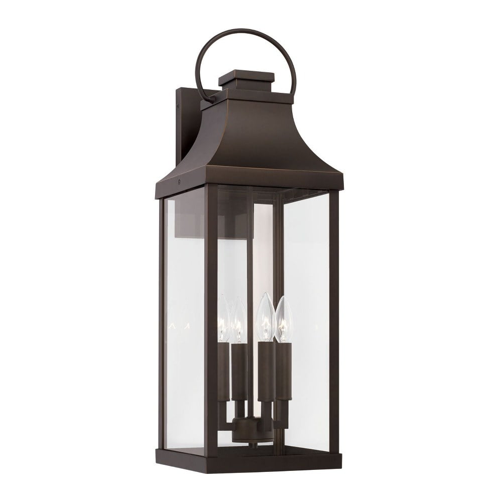 Bradford Oiled Bronze 4-Light Outdoor Wall Lantern with Clear Glass