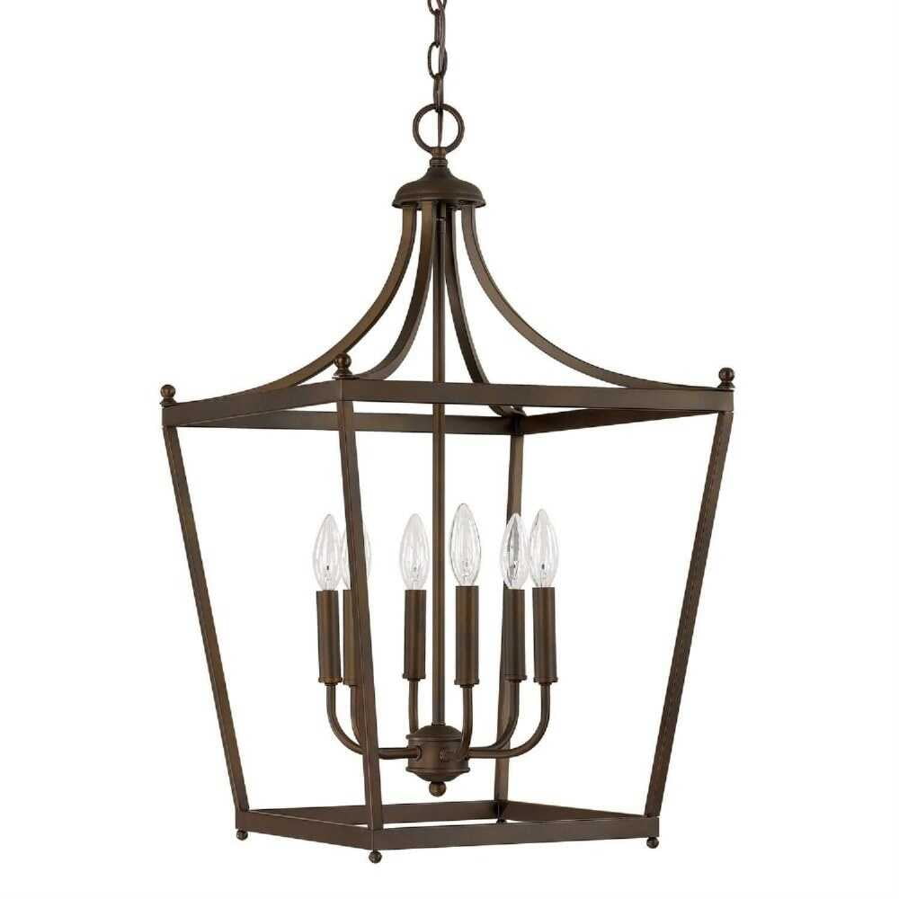 Burnished Bronze 6-Light Transitional Geometric Chandelier