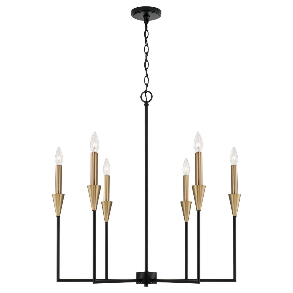 Avant Aged Brass and Black 6-Light Candle Chandelier