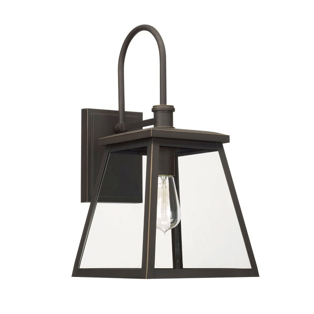 Belmore Oiled Bronze 1-Light Outdoor Wall Lantern with Clear Glass