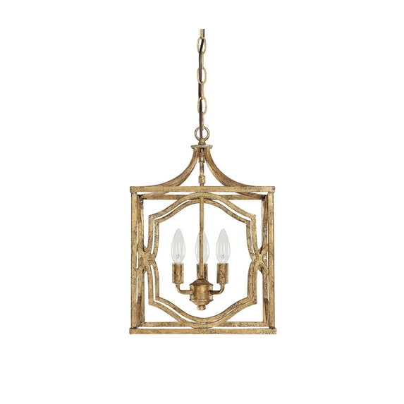 Capital Lighting Blakely Antique Gold 3 Light Foyer; Includes Chain And Flush Mount Option