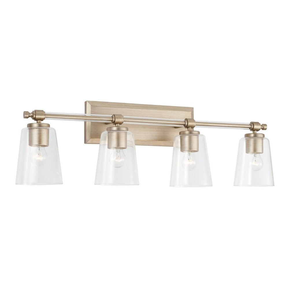 Brushed Champagne 4-Light Vanity with Clear Glass Shades