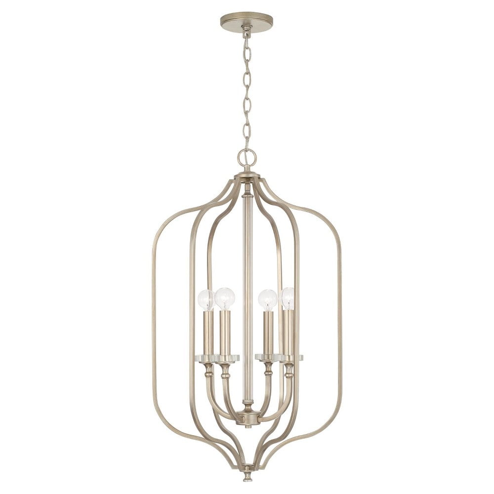 Brushed Champagne 4-Light Transitional Pendant with Acrylic Accents