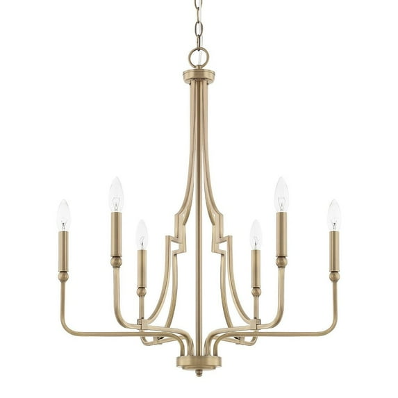 Chandelier 6 Light Aged Brass Steel In Transitional Style 24.75 High By 29.5 Wide -Traditional Installation Capital Lighting 419361Ad