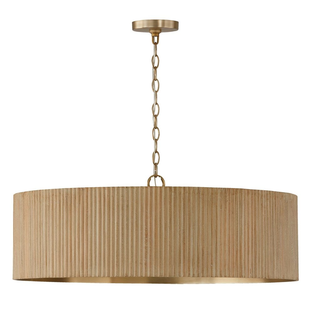 Donovan White Wash and Matte Brass Drum Chandelier