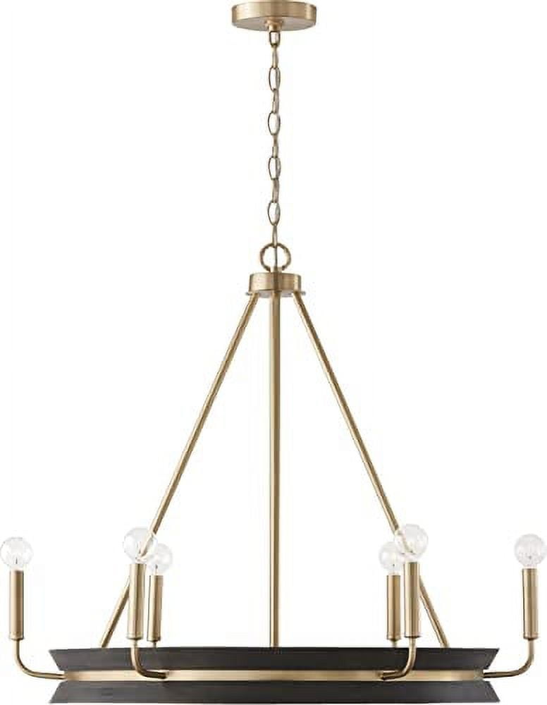 Finn Black Stain Matte Brass 6-Light Chandelier