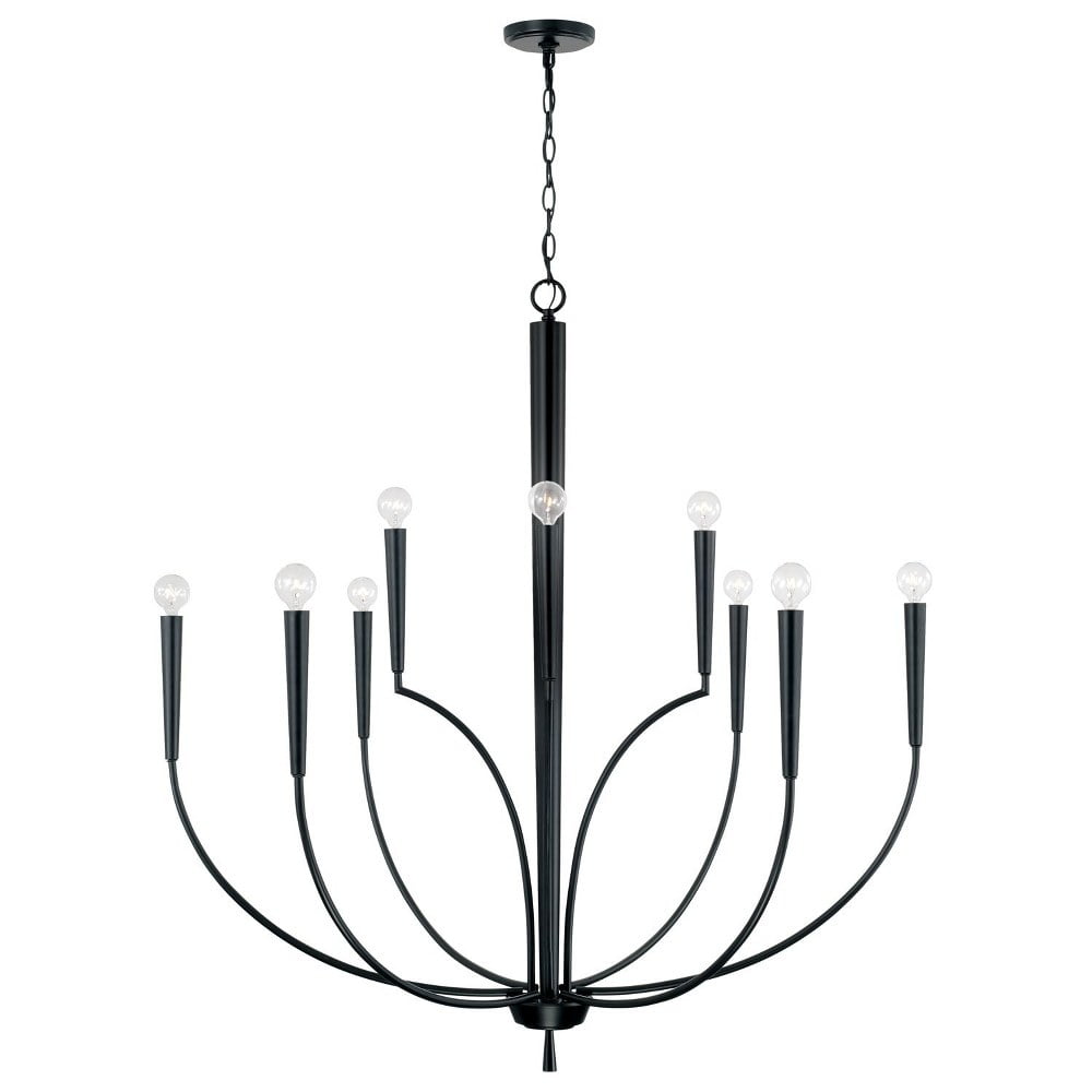 Holden Matte Black 10-Light Tapered Candle Chandelier