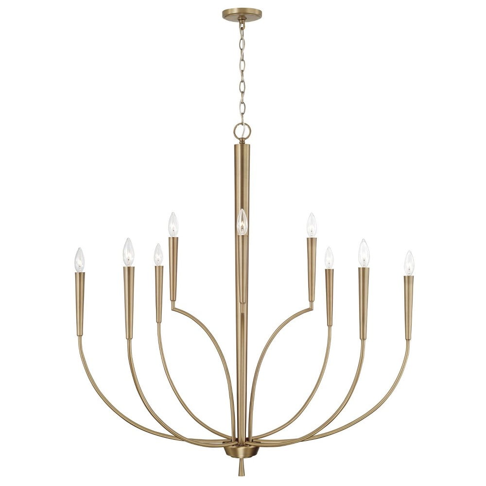 Elegant Aged Brass 10-Light Chandelier with Tapered Candle Sleeves