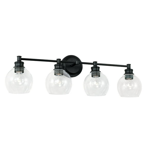 Mid-Century 4 Light Transitional Bath Vanity Approved For Damp Locations In Transitional Style 32 High By 9.75 Wide-Matte Black Finish Capital