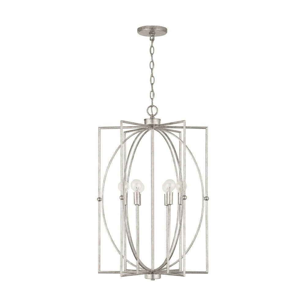 Antique Silver 6-Light Transitional Metal Chandelier