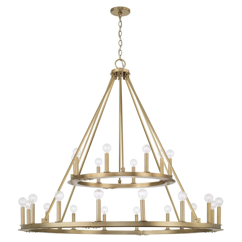 Pearson Aged Brass 24-Light Two-Tier Chandelier