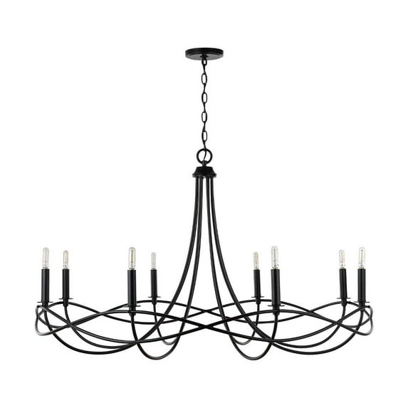 Chandelier 8 Light Matte Black Metal In Transitional Style 44.5 High By 27 Wide -Traditional Installation Capital Lighting 431681Mb