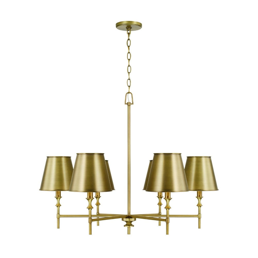 Whitney Aged Brass 6-Light Candle Chandelier