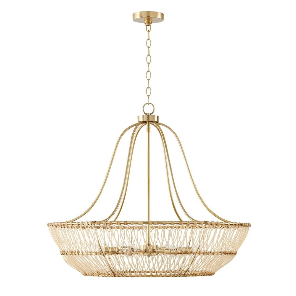Wren 6-Light Matte Brass Empire Chandelier with Artisan Loop Design