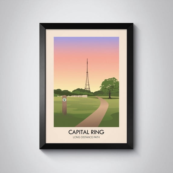 Capital Ring Hiking Trail London Loop Long Distance Path Decor, Stretched Canvas 12x16in