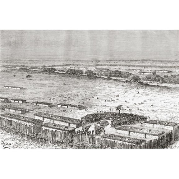 The Capital of Uhehe - Tanzania - Central Africa As It Was In The Late 19th Century From The Book Africa Pintoresca Published 1888 Poster Print - 18 x 12