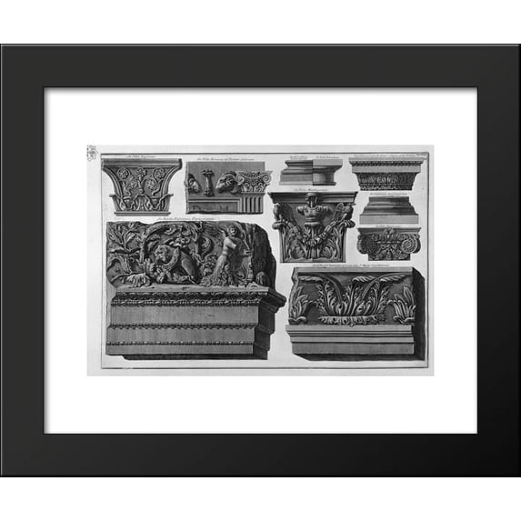 Capitals and friezes (Farnese Gardens, Roman Villas) 20x24 Framed Art Print b...
