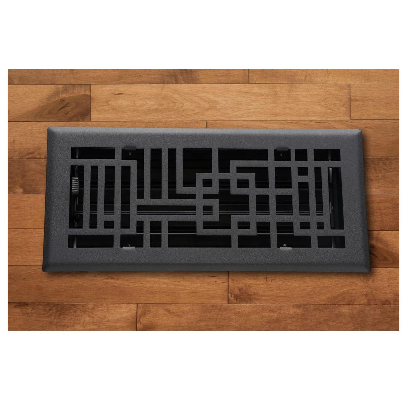 Capitman Art Deco Style Vent Cover, Solid Cast Steel Interior, Controls Air Flow, 6 x 10 inches (Overall Face: 7.25 x 15.5 inches), Black