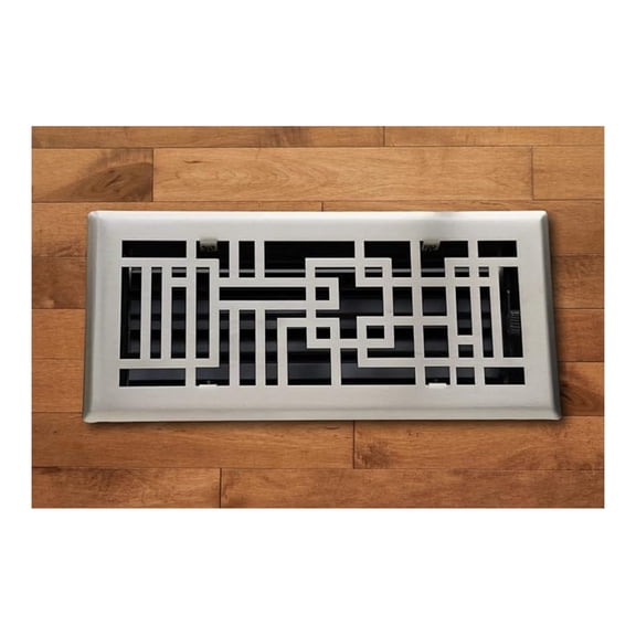 Capitman Art Deco Style Vent Cover, Solid Cast Steel Interior, Controls Air Flow, 6 x 12 inches (Overall Face: 7.25 x 13.5 inches), Brushed