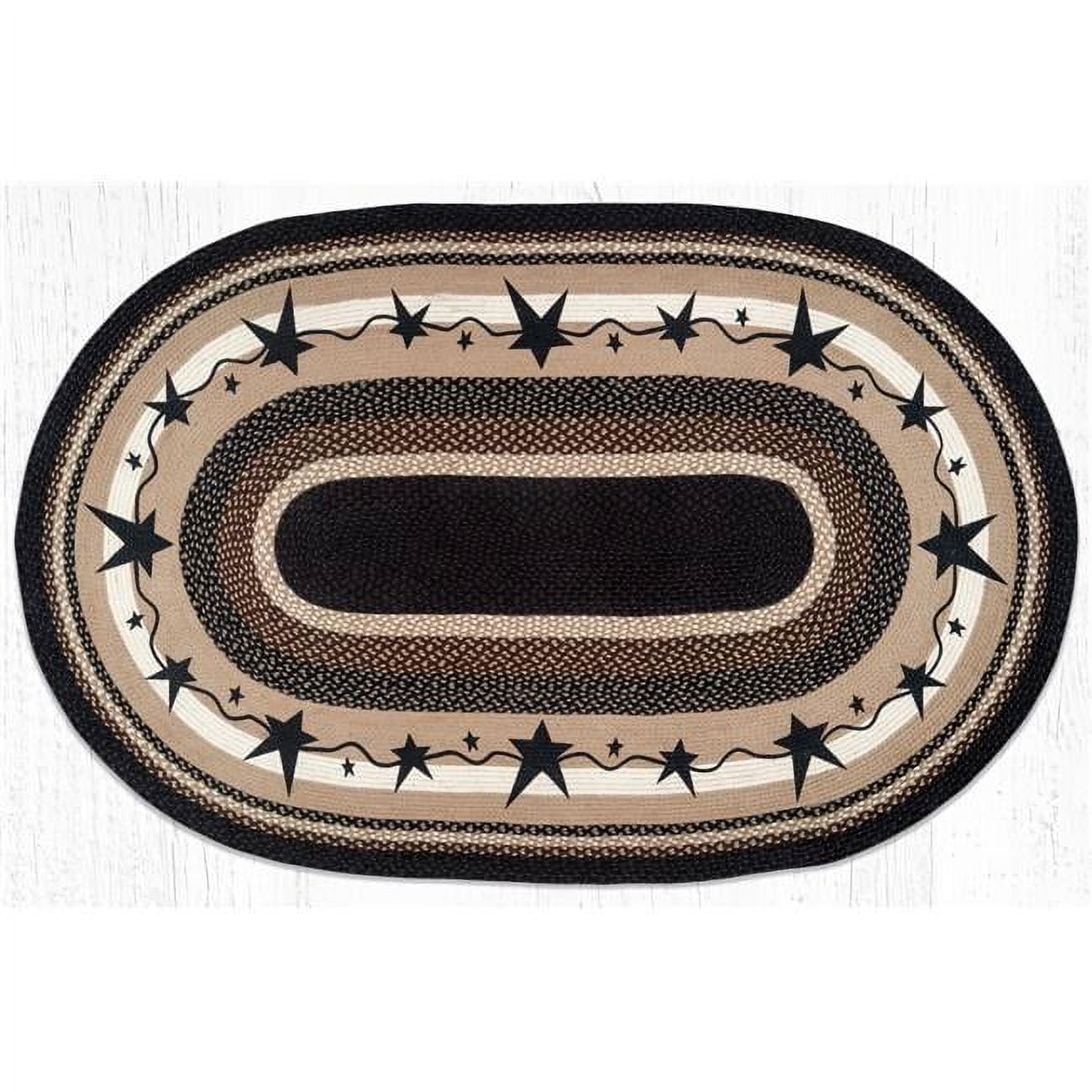 Capital Brands 4x6 ft Oval Braided Area Rug, Black, Hand Stenciled ...